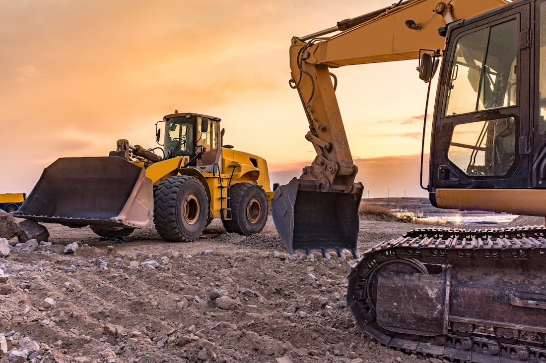 wheel loader and excavator